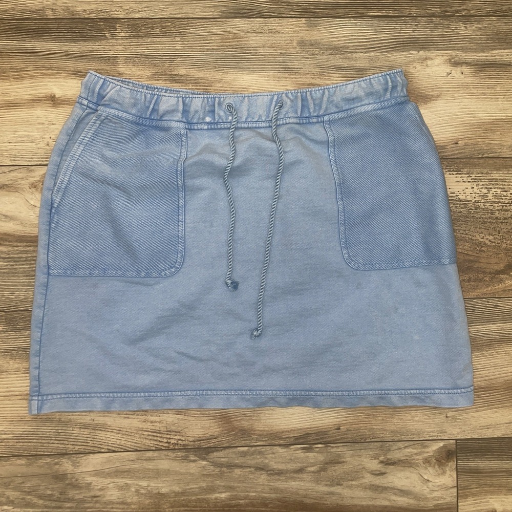 J. Jill Blue Cotton Skirt Preppy Pockets M Beachy‎ Summer